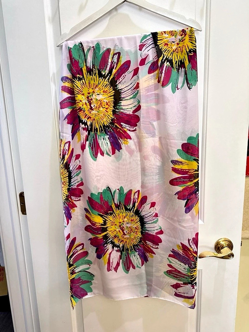 Sheer floral print scarf 40”X68”